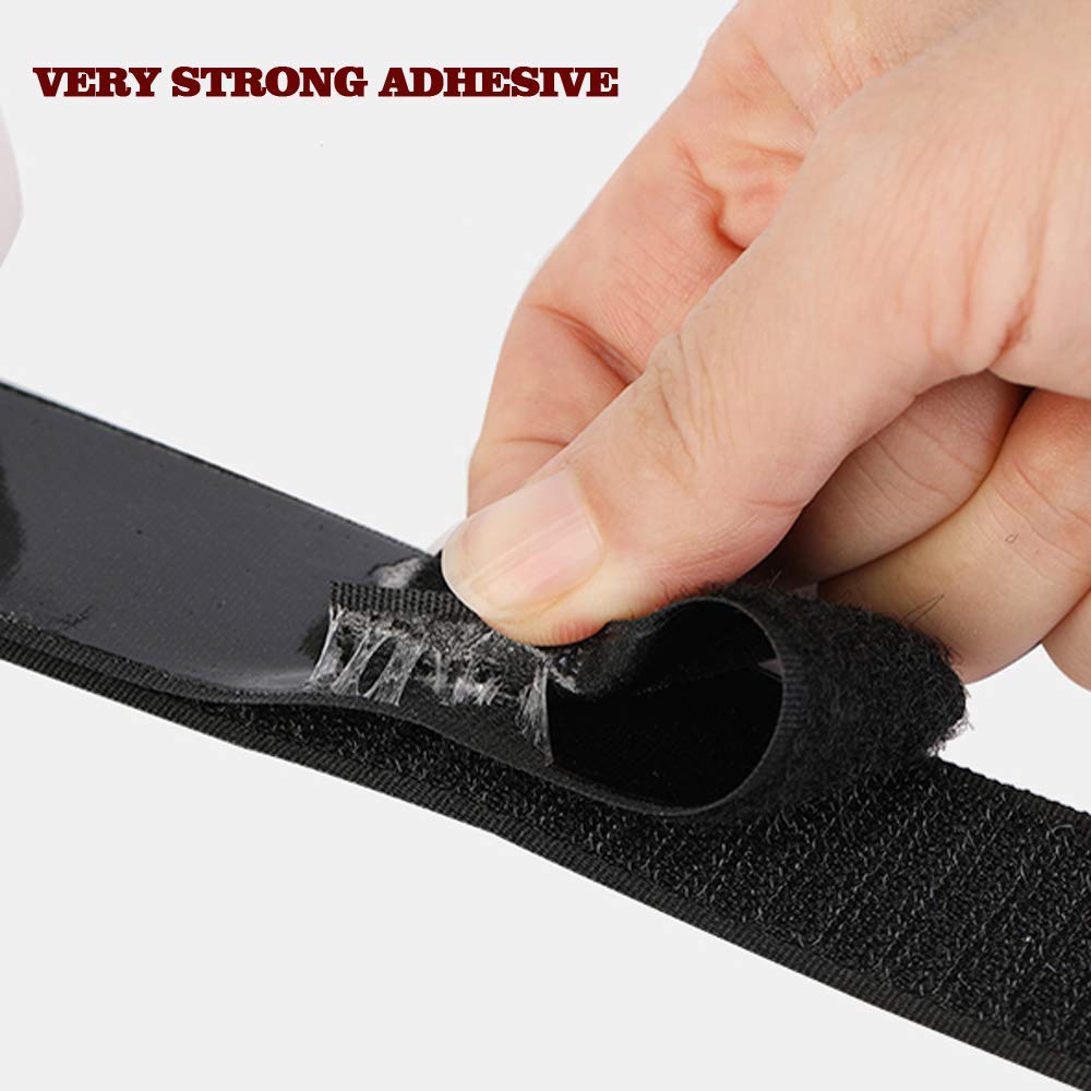 LLPT Hook and Loop Tape 2 Inch x 23 Feet Each Roll Heavy Duty Adhesive Industrial Strength Hook Loop Strip Mounting Tape Indoor and Outdoor Color Black (HTB230)