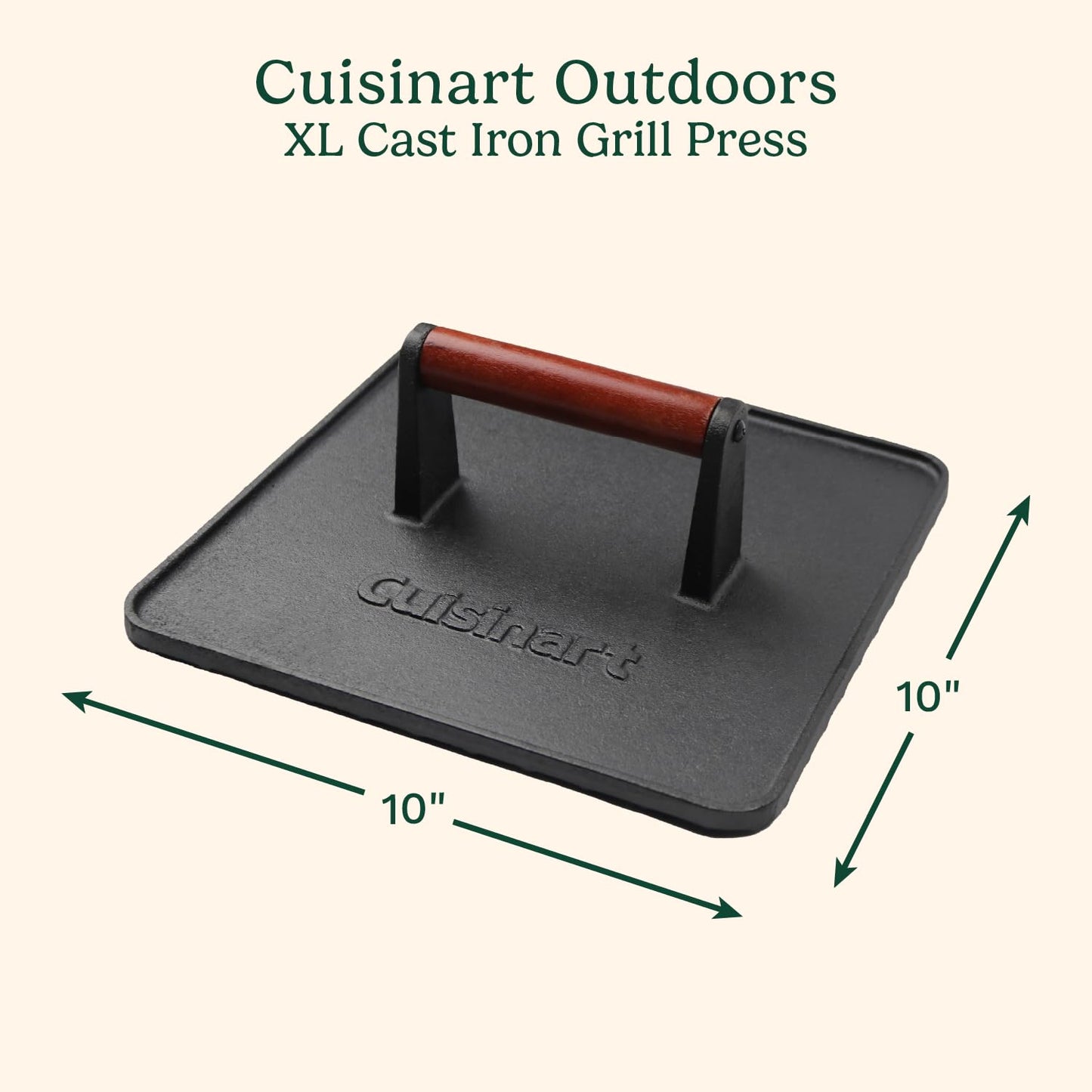 Cuisinart XL Cast Iron Griddle Press, 10" x 10" (CGPR-223C)