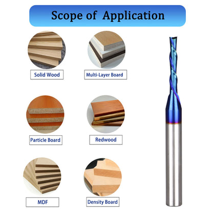 Jiiolioa X2112G Standard Spiral CNC Router Bit 1/4-Inch 2 Flute Down Cut End Mill 1/8" X 4/5" X 1/4" X 2 1/2"