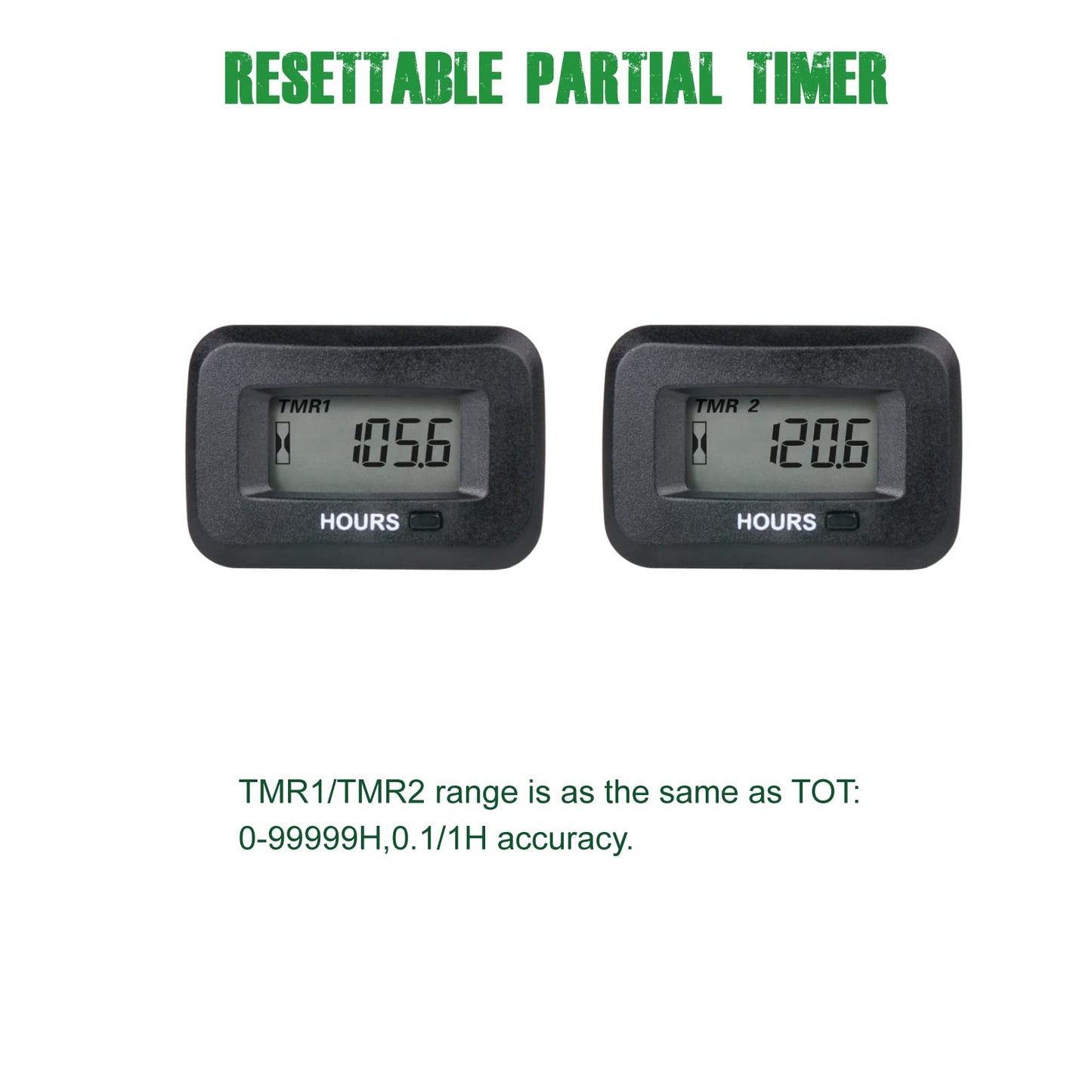 Yooreal Digital AC DC 5-277V Supply Hours Counter,Maintenance Hour Meter,Initial Hours Setup,Works on Various of ZTR Riding Lawn Mower Tractor Generator Land Trimmer UTV Brush Cutter.