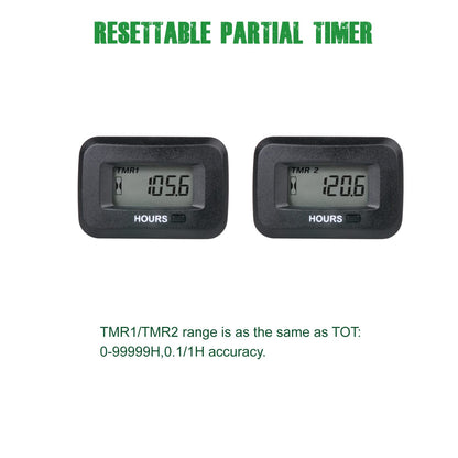 Yooreal Digital AC DC 5-277V Supply Hours Counter,Maintenance Hour Meter,Initial Hours Setup,Works on Various of ZTR Riding Lawn Mower Tractor Generator Land Trimmer UTV Brush Cutter.