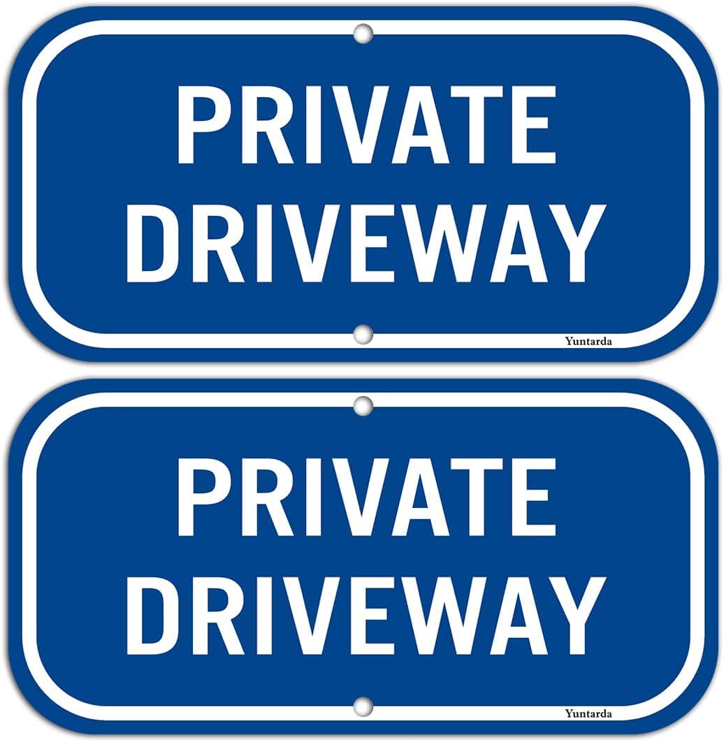 2-Pack Private Driveway,Yuntarda 12"X6" Heavy 0.40 Aluminum Rust Free Sign Professional Printing UV Protected Weatherproof Indoor or Outdoor Use