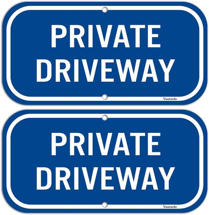 2-Pack Private Driveway,Yuntarda 12"X6" Heavy 0.40 Aluminum Rust Free Sign Professional Printing UV Protected Weatherproof Indoor or Outdoor Use