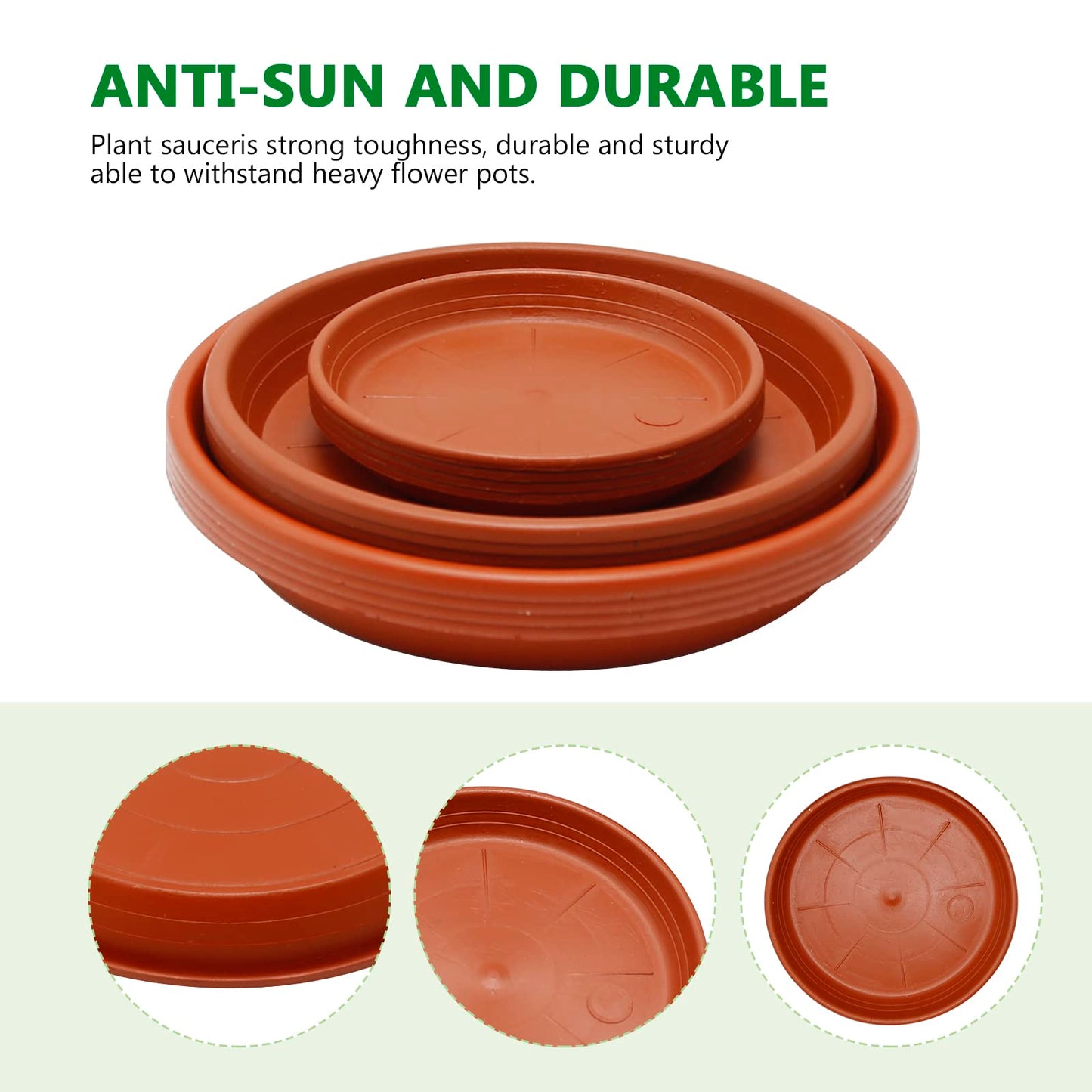 UOIENRT 12 Pcs Plant Saucer, 6/8.7/9.9 Inch Round Plastic Plant Trays, Garden Plant Saucer, Flower Pot Drip Trays for Outdoor and Indoor Plants
