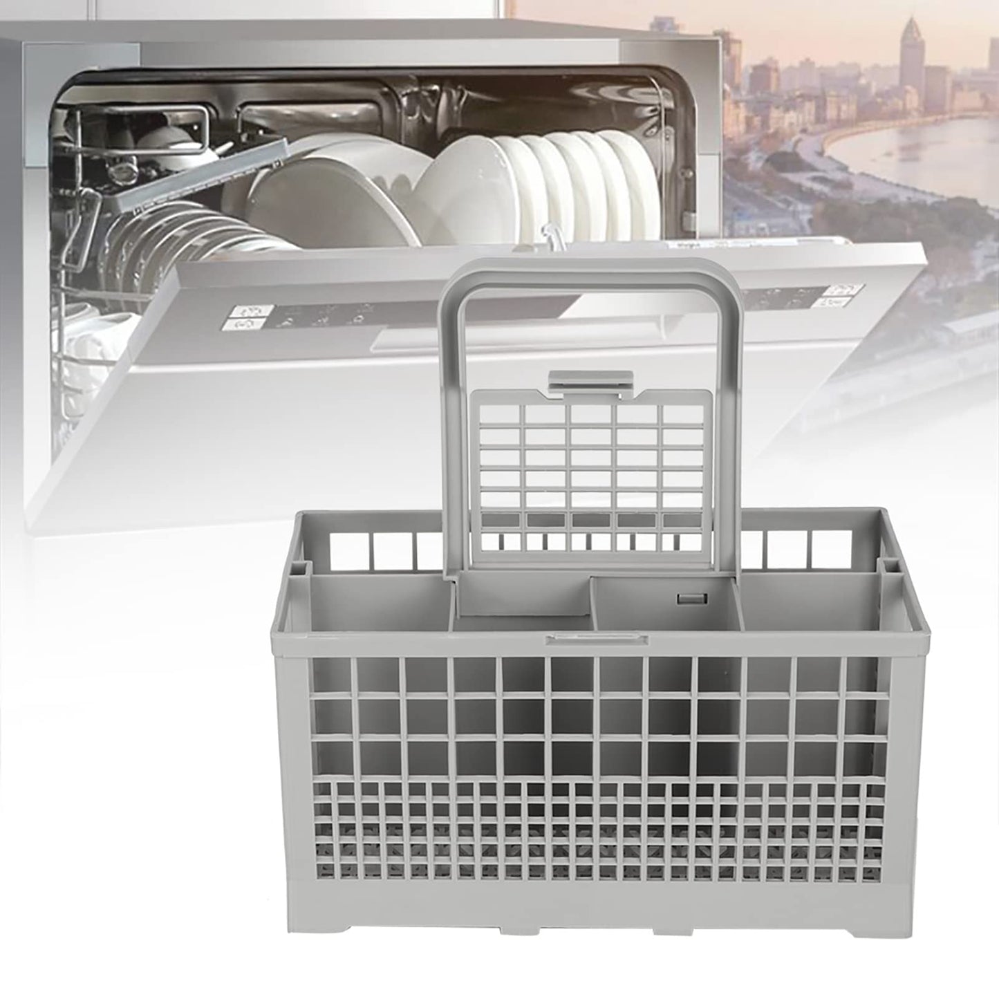Universal Multipurpose Dishwasher Basket - Cutlery Replacement Storage Box with Handle (240 X 135 X 123mm)
