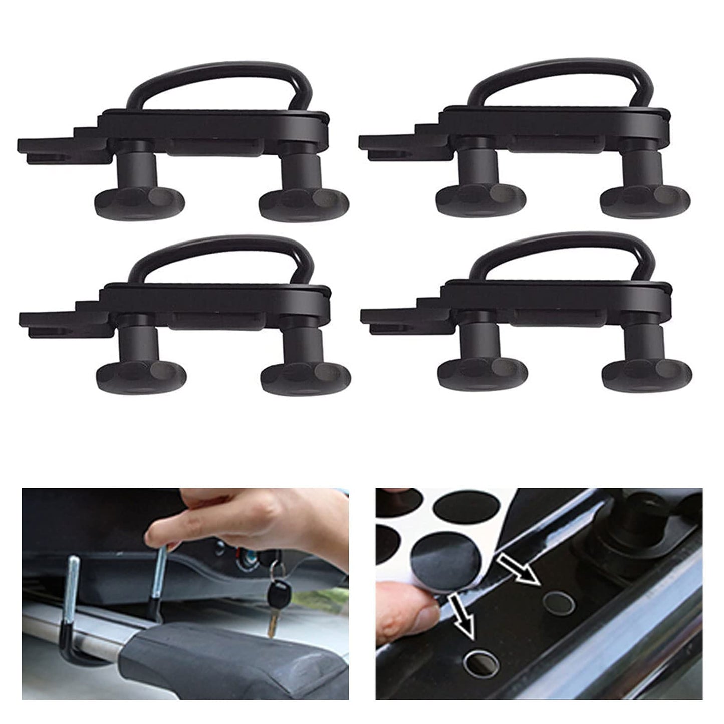 RYANSTAR RACING 4 PCS Stainless Steel Roof Box U-Bolt Clamps Rooftop car Van mounting Accessories U-Bracket mounting Accessories, 85mm Internal Width, with 8 Lock Nuts, 2 Strap Kit for Most Cars