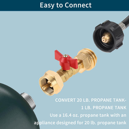 Brass Connection Kit with Safety Valve: CGA600 to QCC1/POL Thread Converter for Grill & Camping Equipment Accessory