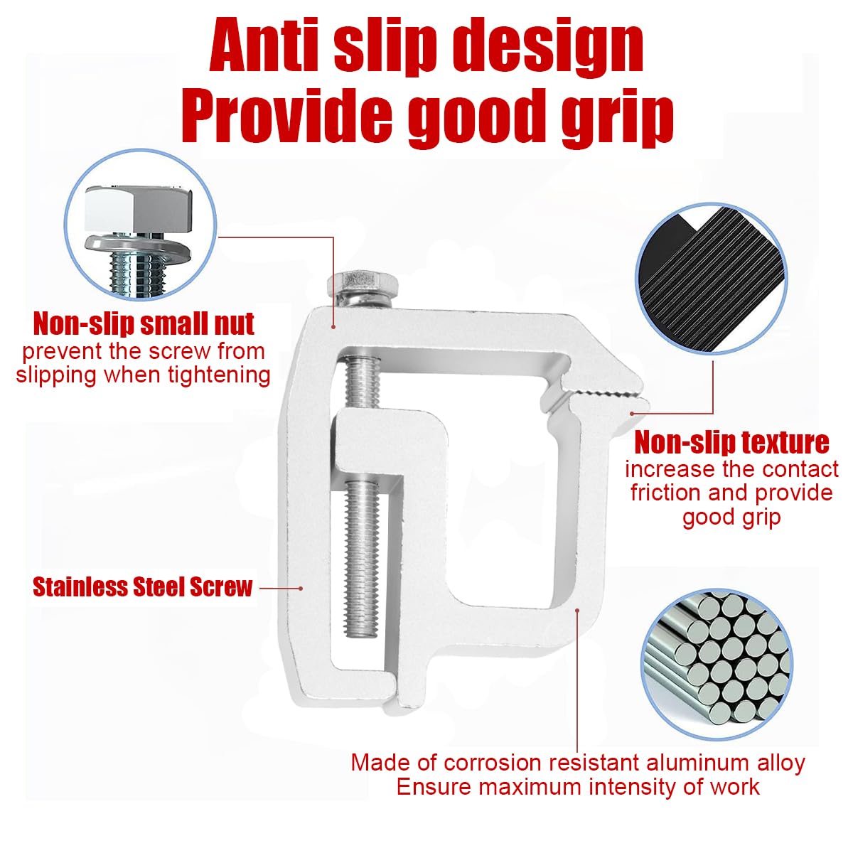 XINLIYA Truck Topper Clamps, 4PCS Aluminum Cap Shells Mounting Clamps for Camper Bed Rack ＆ Canopy Bracket, Heavy Duty Automotive Accessories, Universal for Pick Up, RV, Trailer (Silver)