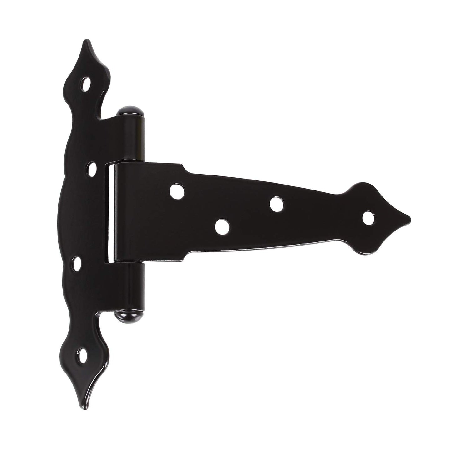 6 Pack Heavy Duty Gate Hinges - 5 Inch Barn Door Hinges Strap Hinges - Shed Door Outdoor Hinge Black T Hinge for Wood Fence