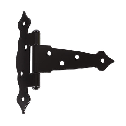 6 Pack Heavy Duty Gate Hinges - 5 Inch Barn Door Hinges Strap Hinges - Shed Door Outdoor Hinge Black T Hinge for Wood Fence