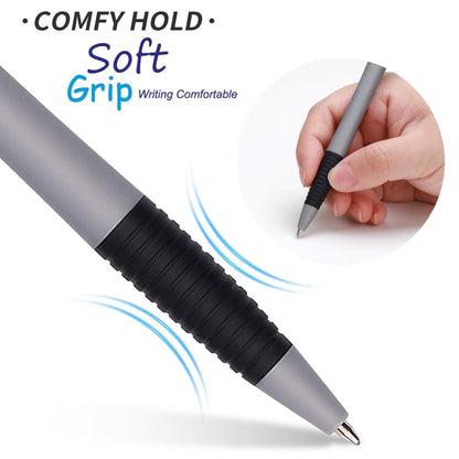 Sikao Pens Bulk, 60 Pack Minimal Gripped Slimster Ballpoint Pens, Black Ink 1.0mm, Smooth Writing Click Pens in White Grey Black, Ideal for Office, School, Teachers, Students & Front Desk Use