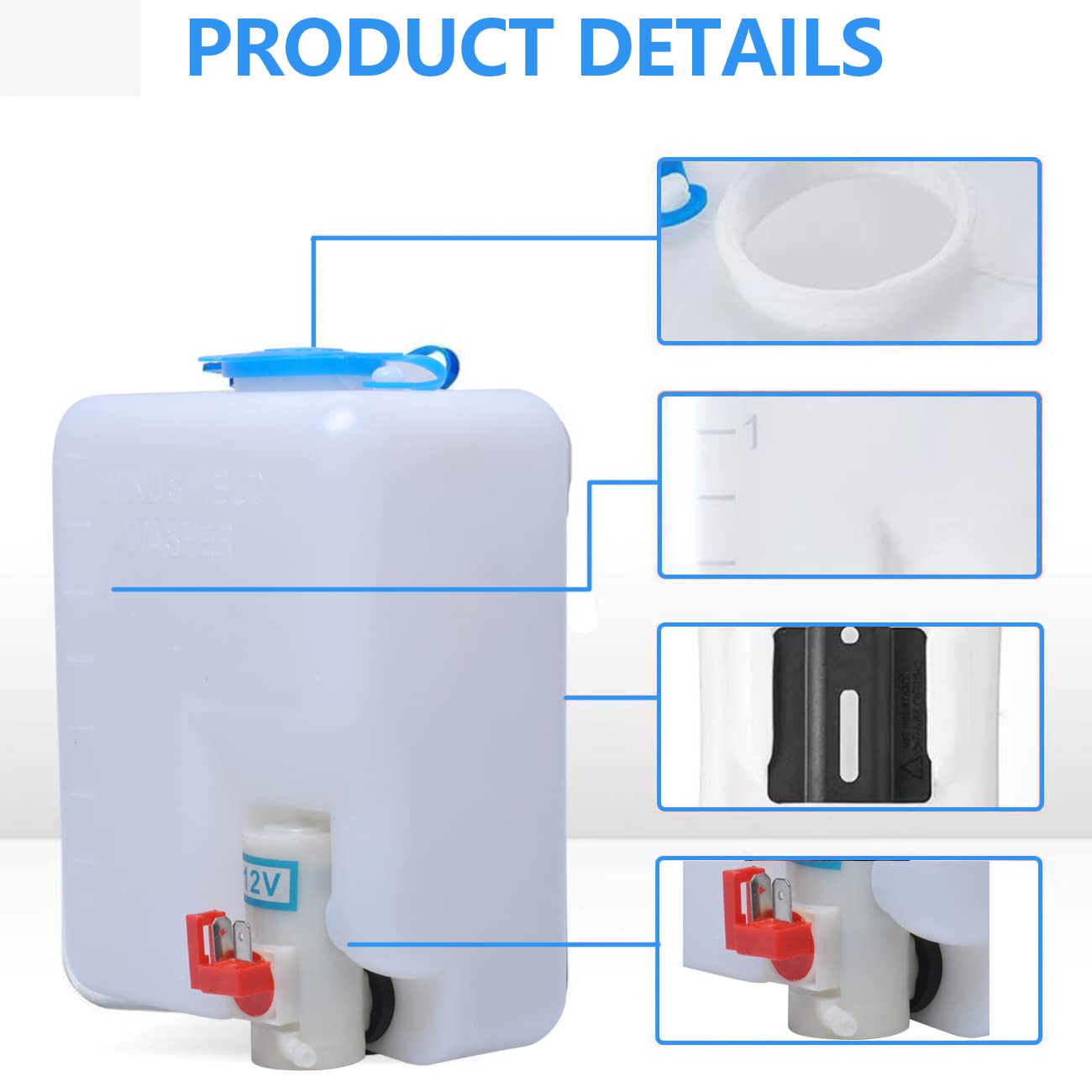 12V Universal Car Windshield Washer Pump System with Jet Button Switch 160186 Reservoir Tank Bottle Kit Universal Windshield Washer Kit