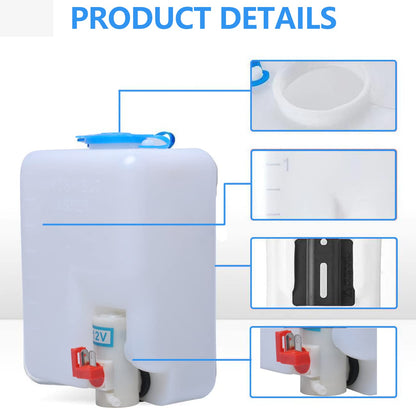 12V Universal Car Windshield Washer Pump System with Jet Button Switch 160186 Reservoir Tank Bottle Kit Universal Windshield Washer Kit