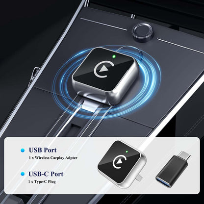 Wireless CarPlay Adapter for iPhone, 2026 Upgraded 2 in 1 Android Auto Wired Wireless Adapter, CarPlay to Device Mini T-Shaped for Car USB//Type-C Plug and Play, Fast & Stable