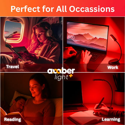 Red + Amber Reading Light + Giftable Blue Light Blocking Book Light for Reading in Bed