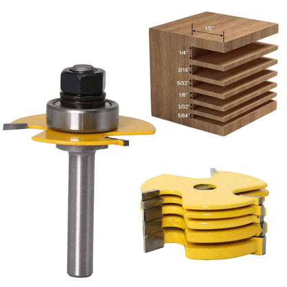 Bestgle 1/4 Inch Shank Slot Cutter Router Bits Adjustable 3 Wing Slotting Cutter Router Bit Set with 6 Different Cutting Lengths 5/64", 3/32", 1/8", 5/32", 3/16", 1/4" for DIY Woodworking