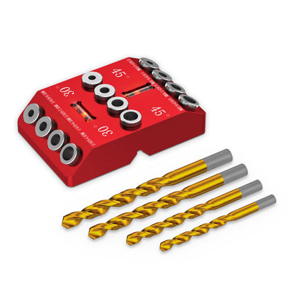 VPSUN Angle Drill Guide Jig with 4 Drill Bits, 30°/45°/90° Multi-Angle Drilling Block for Straight and Angled Holes, Woodworking Corner Drill Guide Tool for Handrails, Decks, Railings, DIY Projects