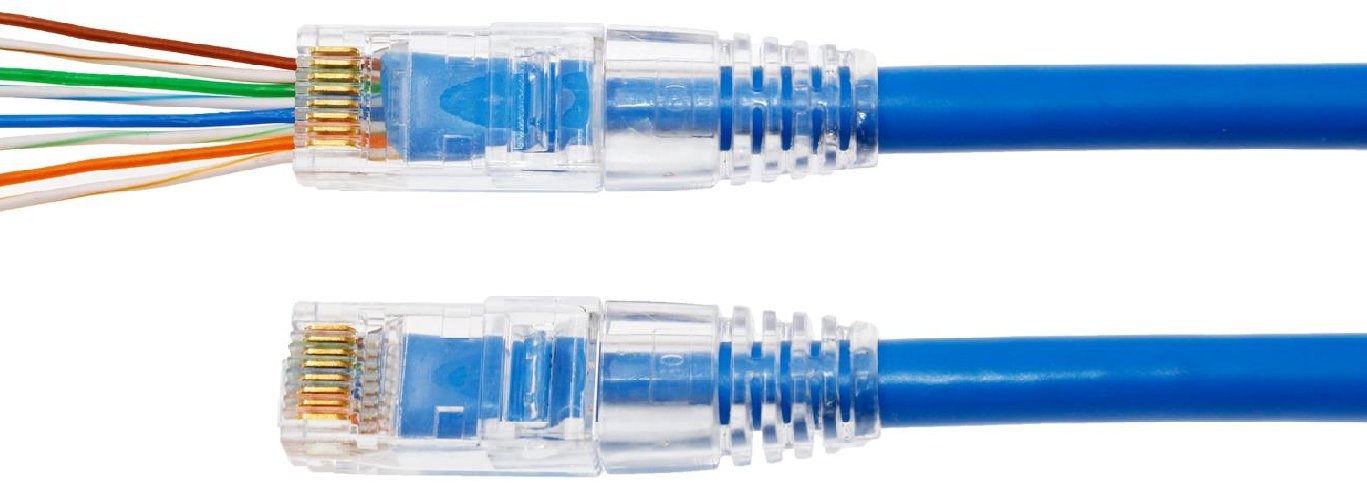 ITBEBE 100-Pack RJ45 Cat5 Pass Through Connectors, RJ45 Cat5e Pass Through Connectors – Gold-Plated 3-Prong, for 24AWG Solid or Stranded Ethernet Cable, Reliable Network Crimp Ends