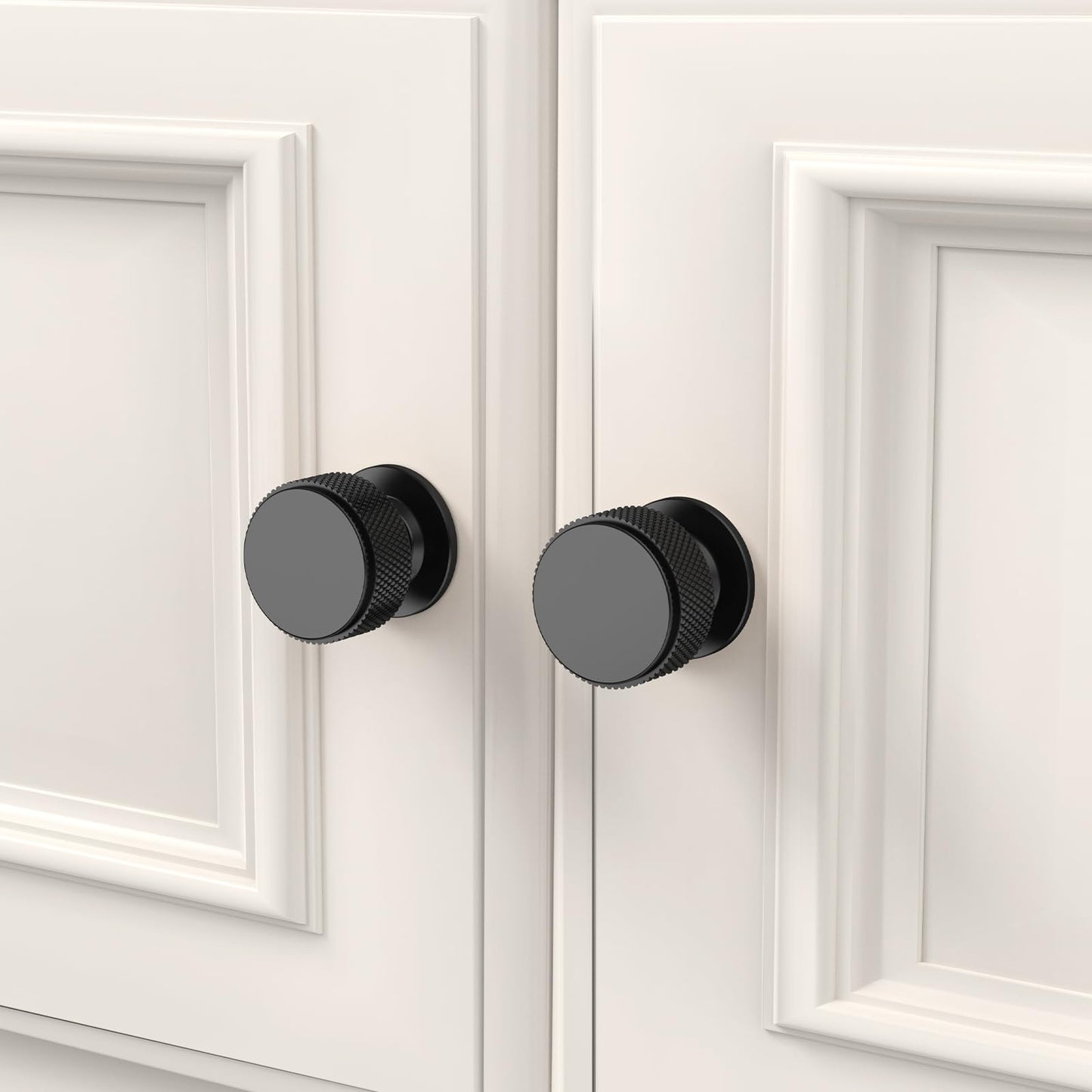 Chibery 10 Pack Matt Black Kitchen Cabinet Knobs, Knurled Round Dresser Drawer Handles, 32mm Vintage Cupboard Handles Pulls, Retro Door Knobs, Cabinet Hardware for Wardrobe, Closet