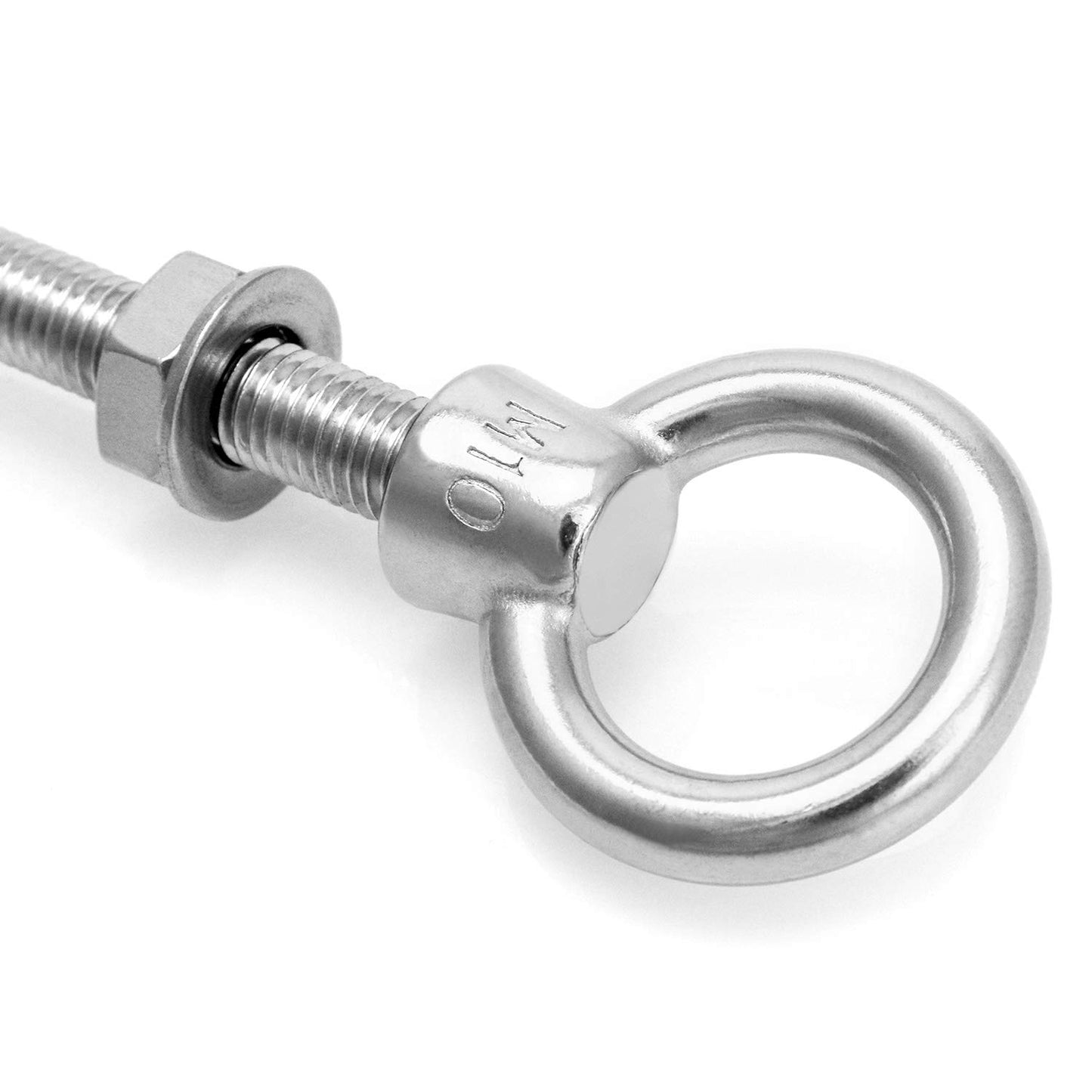 QWORK Threaded Eyebolts, 5 Pack 3/8" x 4" Long Stainless Steel Marine Grade Shoulder Eye Bolt