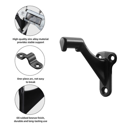 HOME MASTER HARDWARE Handrail Stair Brackets 3" Heavy Duty Support Hardware for Stairways, Home or Office Staircase Hand Rail Bracket with Screws, Oil Rubbed Bronze Finish 3 Pack