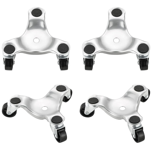 Weyleity 4 Pack Steel Tri-Dolly Set - 3 Wheel Furniture Mover With 220lbs Load Capacity for Moving Cabinet, Furniture and Appliances - Durable and Easy to Use 6 Inch Wheels