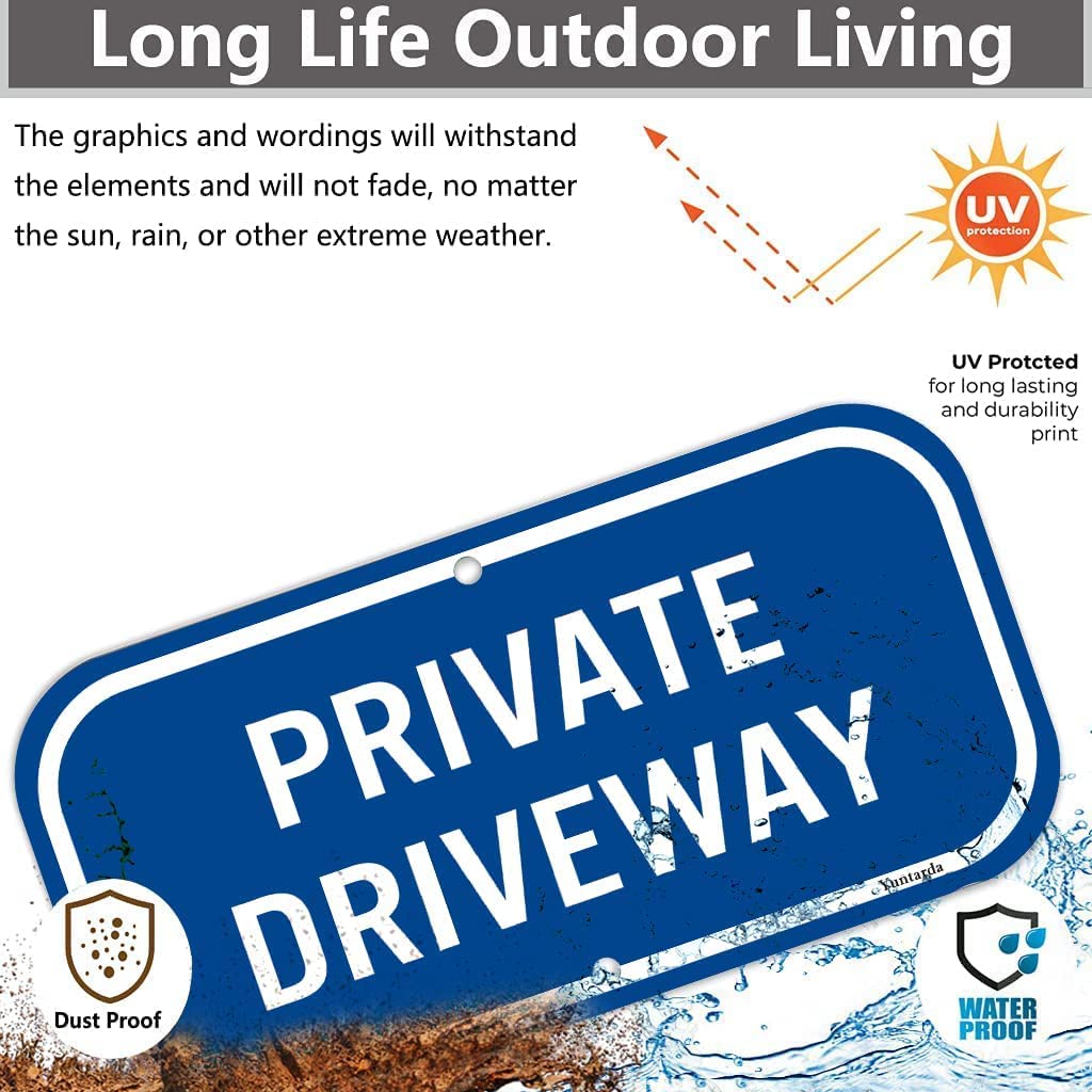 2-Pack Private Driveway,Yuntarda 12"X6" Heavy 0.40 Aluminum Rust Free Sign Professional Printing UV Protected Weatherproof Indoor or Outdoor Use