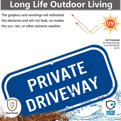 2-Pack Private Driveway,Yuntarda 12"X6" Heavy 0.40 Aluminum Rust Free Sign Professional Printing UV Protected Weatherproof Indoor or Outdoor Use