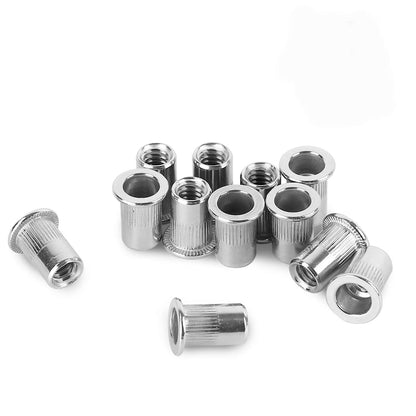 KINJOEK 100 PCS 1/4-20 Rivet Nuts, 304 Stainless Steel Threaded Insert Rivet Nut with Knurled Body