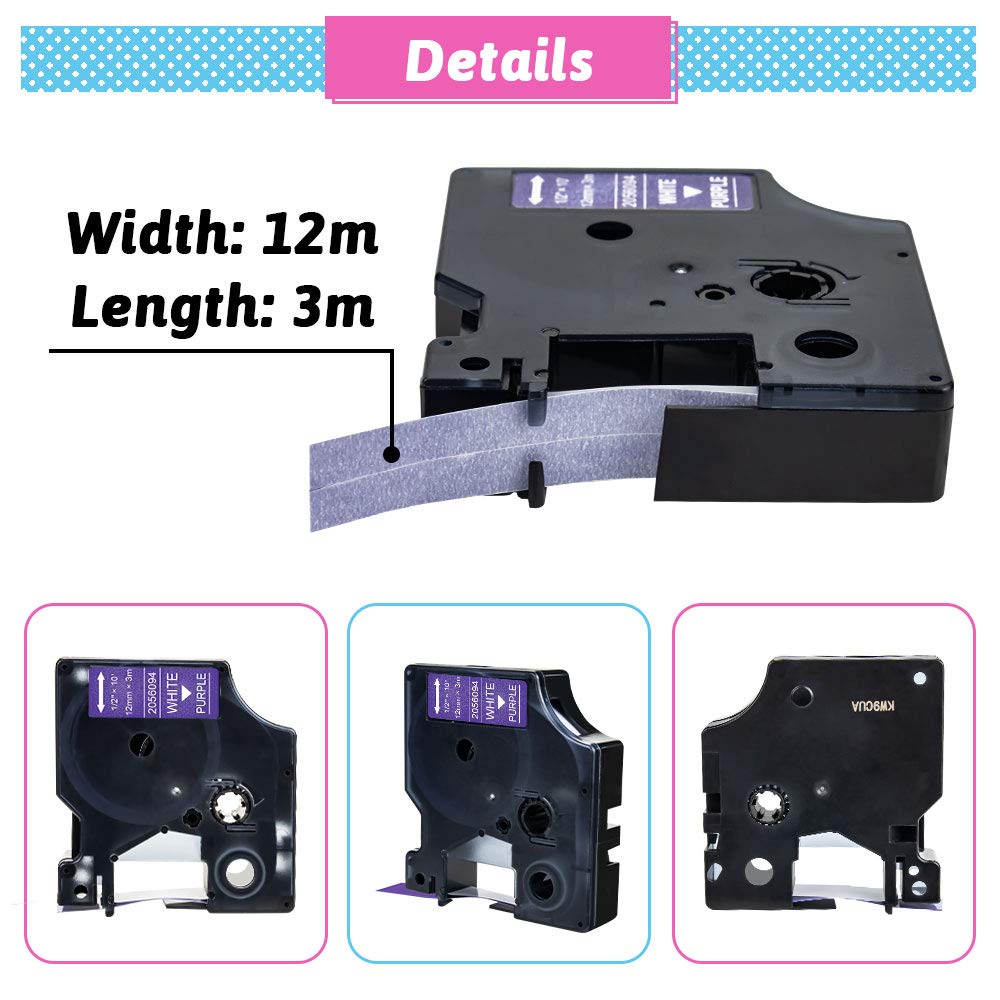 Absonic Compatible Label Tape Replacement for Colorpop D1 12mm 0.47 Label Maker Tape for LabelManager 160 280 210D 360D 420P, Black/White on Gold/Green/Blue/Pink/Purple/Silver Glitter, 1/2" x 10'