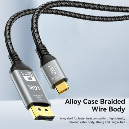 YIWENTEC USB C to DisplayPort 2.1 Cable, 16K 30Hz 8K 60Hz 4K 240Hz, Thunderbolt 4/3 to DP Cable 40Gbps, Compatible with MST/Clamshell Mode, Type C DP 2.1 Cable (2M)