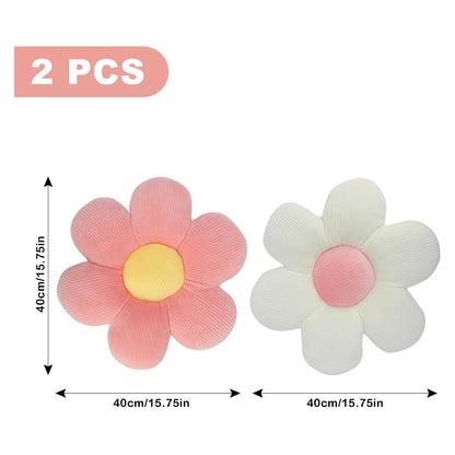 QKURT 2 Pcs Flower Pillows, Flower Shaped Cushion Floor Chair Seat Pad，Fluffy Soft Petal Cushion, Tatami Seating Pillow for Home, Office & Car, 40cm(Pink)