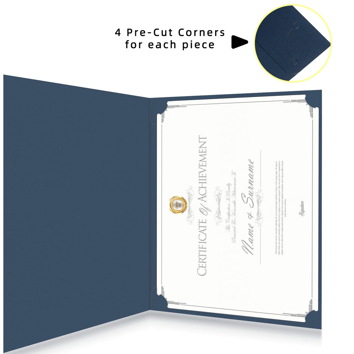 AKONEGE 30 Packs Certificate Holders, Navy Blue Diploma Holders, 350gsm, Certificate Covers with Gold Foil Border for Letter Size 8.5 x 11 Certificates, Cardstock, Award, Graduation, Document Papers