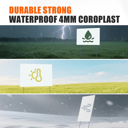 WENWELL Blank Yard Signs with H-Stakes, 17x12 inches, Double-Sided, White Corrugated Plastic Board, 7 Pack