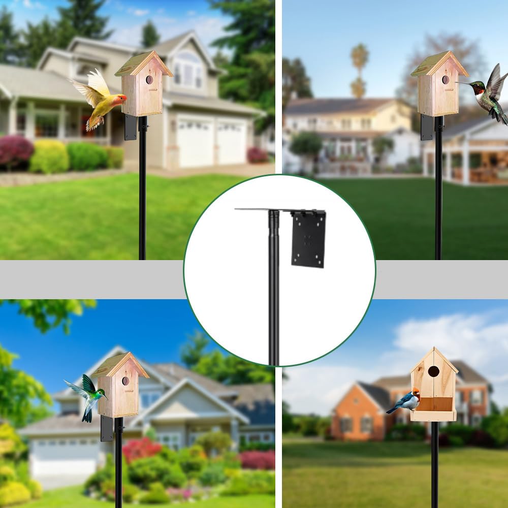 74 Inch Bird House Pole Heavy Duty Feeder Mount Kit for Outdoor 5-Prong Base Splicing Adjustable Feeding Stand Station Watching Weather Squirrel Proof Poles Bird House Not Included (Black, 74 inch)