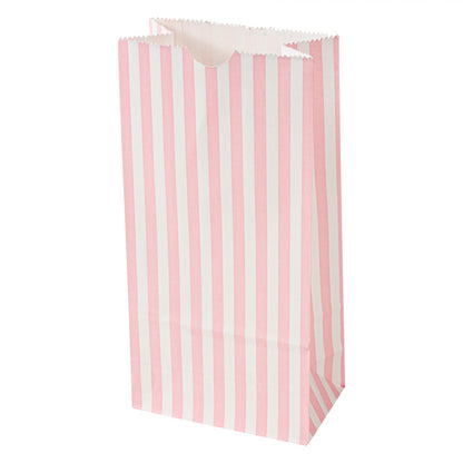Bag Tek 2 LB Disposable Lunch Bags, 100 Sturdy Take Out Bags - Flat Bottom, Great For Restaurants, Cafes, And Bakeries, Pink And White Paper Popcorn Bags, Versatile, For Grocery - Restaurantware