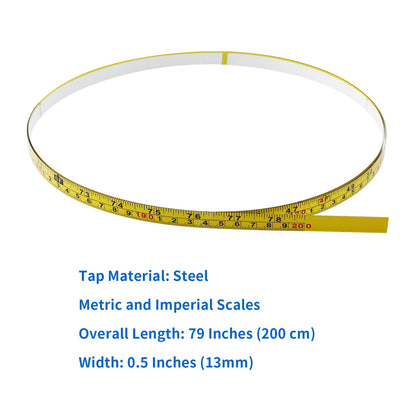 4-Pack Steel Self-Adhesive Measuring Tape, 79 Inch or 200cm Imperial and Metric Scale Ruler Sticker, Left to Right Reading Tape Measure Sticker for Workbench, Woodworking, Saw, Drafting Table, Yellow