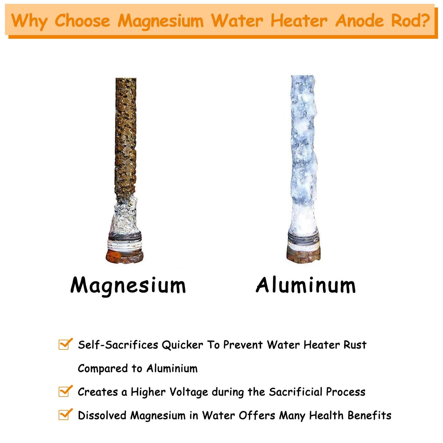 RV Anode Rod for Hot Water Heater, 9.25" L x 3/4" NPT Thread Magnesium Anode Rod & Flush Wand Compatible with Mor-Flo and Suburban Water Tank 232767