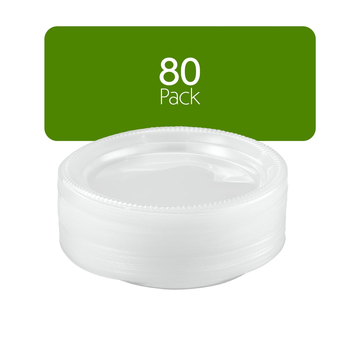PLASTICPRO 80 Pack Clear Plastic Plates 9 Inch Durable Disposable Plastic Dinner Plates for Parties Events BBQ