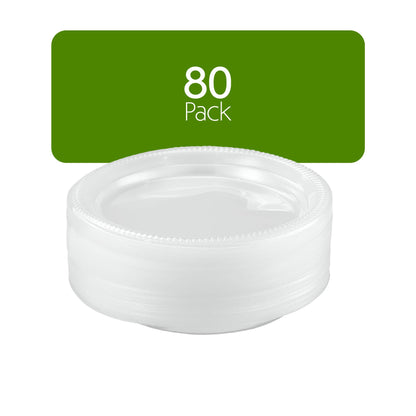 PLASTICPRO 80 Pack Clear Plastic Plates 9 Inch Durable Disposable Plastic Dinner Plates for Parties Events BBQ