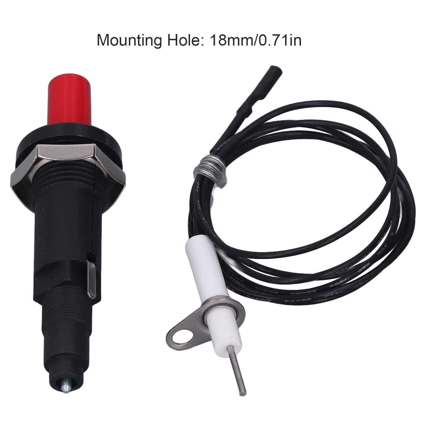 Push Button Piezo Igniter Piezo Spark Ignition 1 Out 2 Ignitor Electrode with 1 Meter Wire for Gas Stove Fireplace Oven Heater Barbecue Camping