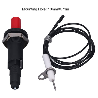Push Button Piezo Igniter Piezo Spark Ignition 1 Out 2 Ignitor Electrode with 1 Meter Wire for Gas Stove Fireplace Oven Heater Barbecue Camping