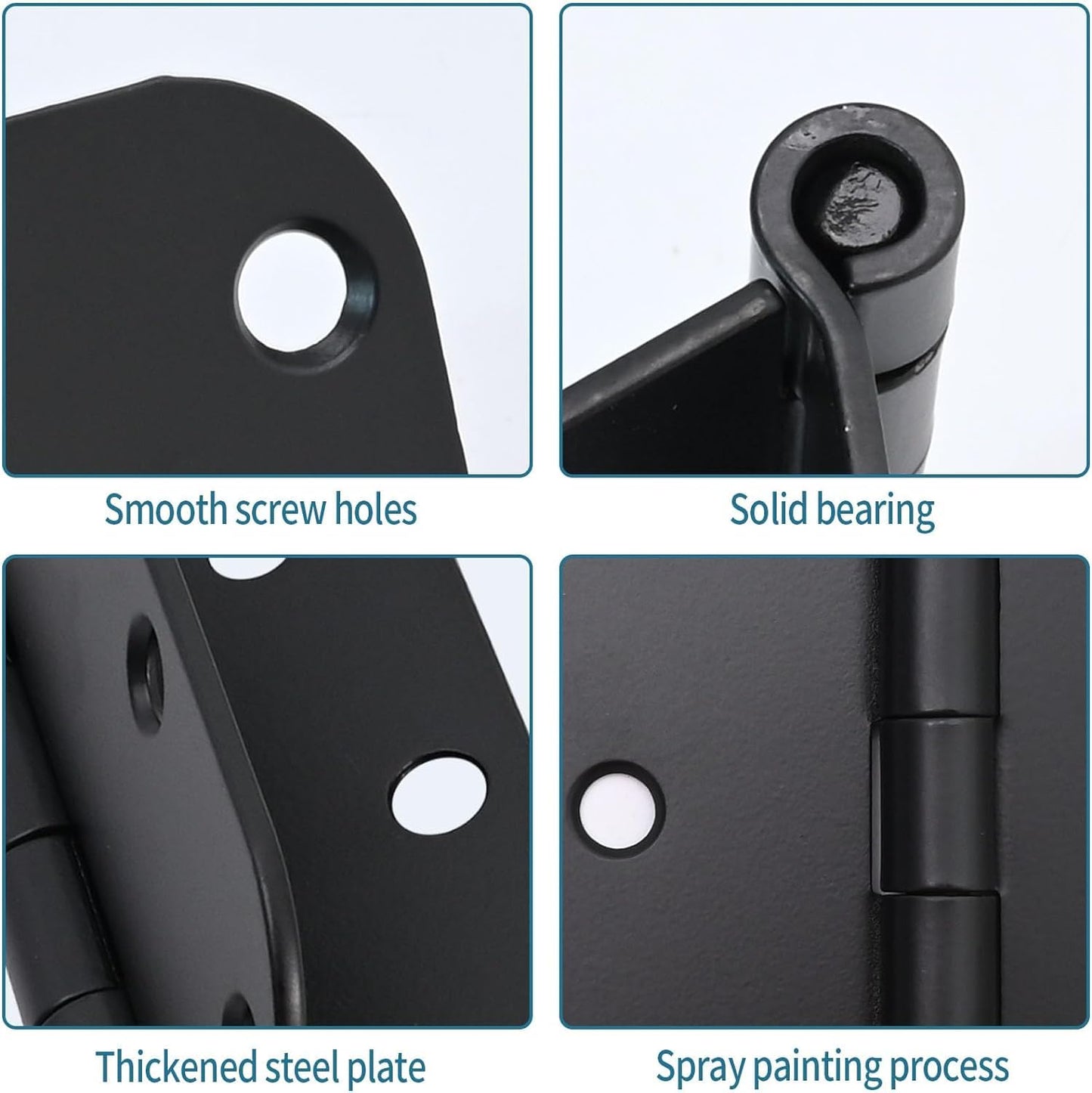 6 Pack Matte Black Door Hinges 3x3 Inch Standard Bedroom Black Hinges for Interior Doors Rounded 1/4" Radius Corners Iron Hinge Door Round Hinge Hardware