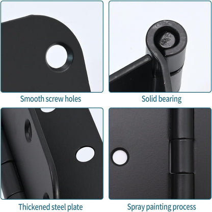 6 Pack Matte Black Door Hinges 3x3 Inch Standard Bedroom Black Hinges for Interior Doors Rounded 1/4" Radius Corners Iron Hinge Door Round Hinge Hardware