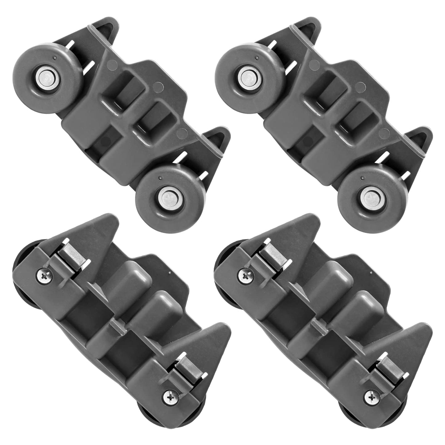 UPGRADED W10195416 W10195416V Dishwasher Wheels Lower Rack Assembly Replacement Part for Whirlpool kitchenaid Kenmore Maytag Dishwasher Parts AP5983730, PS11722152, W10195416VP-Stainless Steel-4Pack