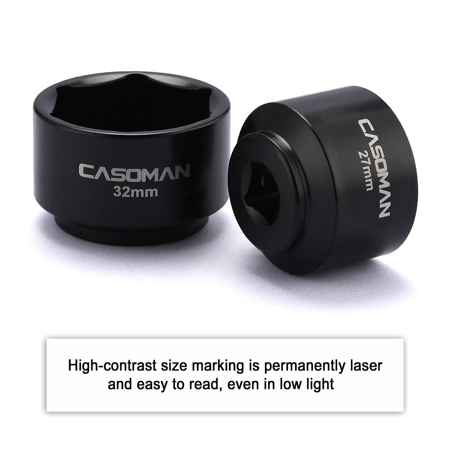 CASOMAN 7 Pieces 3/8" Drive Low Profile Oil Filter Socket Set, Oil Filter Cap Remover and Installer Tool Set, 6 Point, 24mm, 25mm, 27mm, 28mm, 29mm, 32mm, 36mm, CR-V