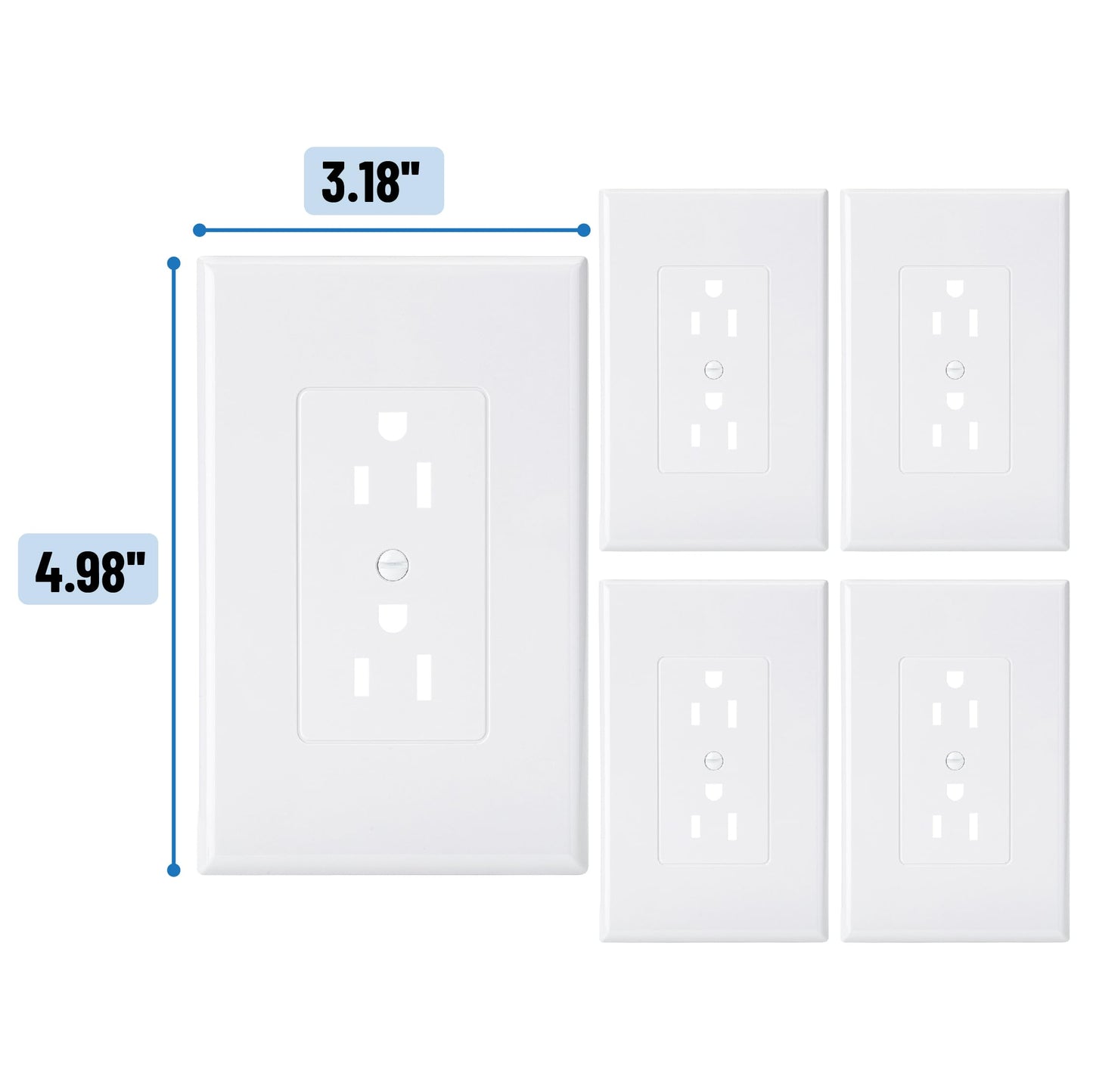 Bates Choice Duplex Wall Plate, 10 Pack, White, 3.18 inches (W) x 4.98 inches (H), Wall Plates, Wall Outlet Cover