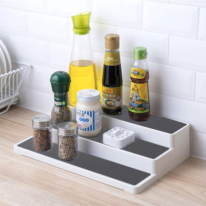 2 Pack Spice Rack 3Tier Spice Pantry Kitchen Cabinet Organizer,Waterproof Step Display Stand Non-slip Lining Shelf Organization for Kitchen Countertop Bathroom