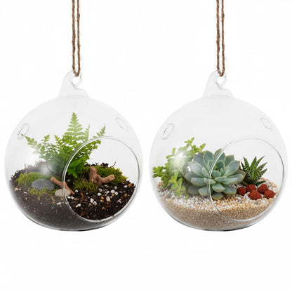 SUPVOX 2-Pack Glass Hanging Vase Terrarium 4.72 Inch Transparent Globe for Indoor Air Plants Home Garden Balcony Decorative Plant Containers