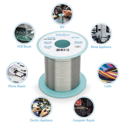 Weller WSW SCN M1 (T0051404799) Solder Wire, Dia: 0.5 mm / 0.020 in, Wt: 100 g / 3.527 oz, Alloy Sn99.3Cu0.6Ni0.05, Flux Content 3.5%